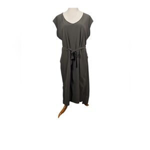 INDYEVA Anya Knee Length Sleeveless Dress  Extra Large Olive Green Belted